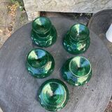 5 cups, vintage green glass verrines