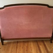 Louis XV pink velvet bed 140 x 190
