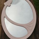 Oval mirror in pink cast iron layette