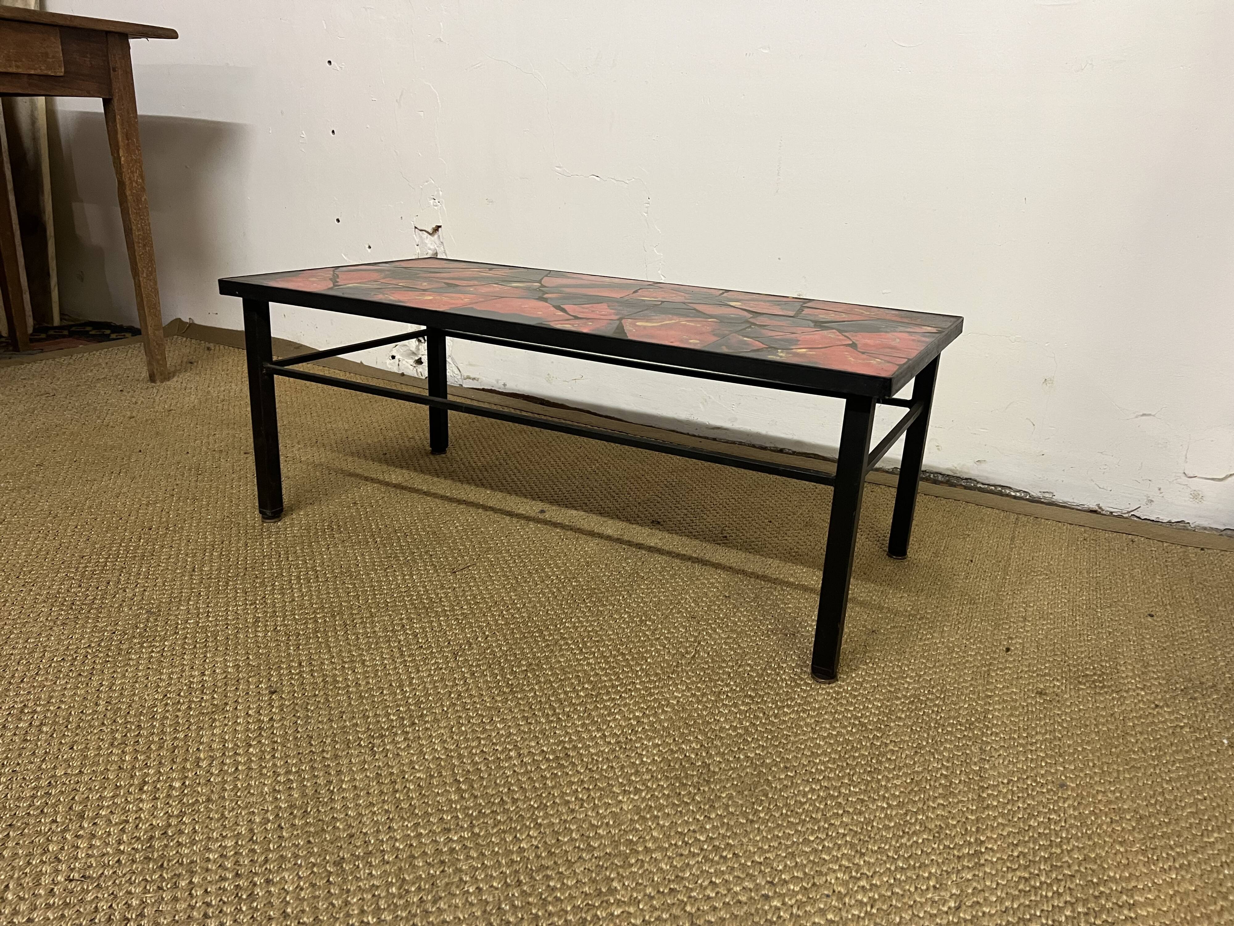 Vintage 1970s coffee table in Valauris style