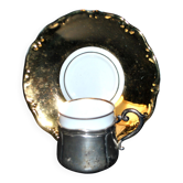 Tasse précieuse en porcelaine allemande et argent massif 835S BP Württenberg