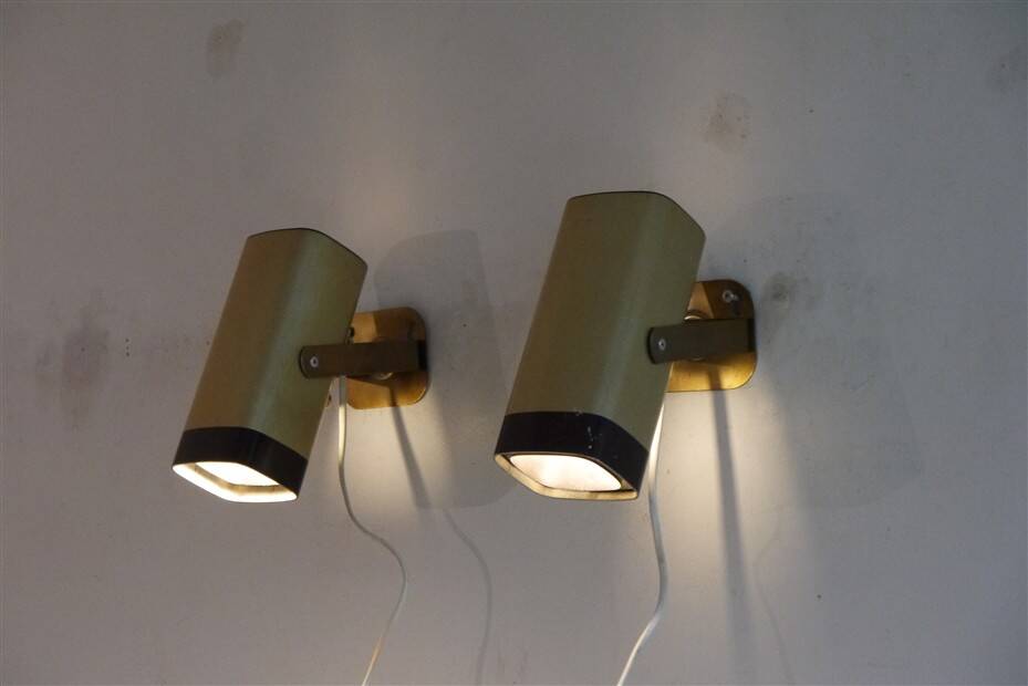 Metal and brass wall lights 1970