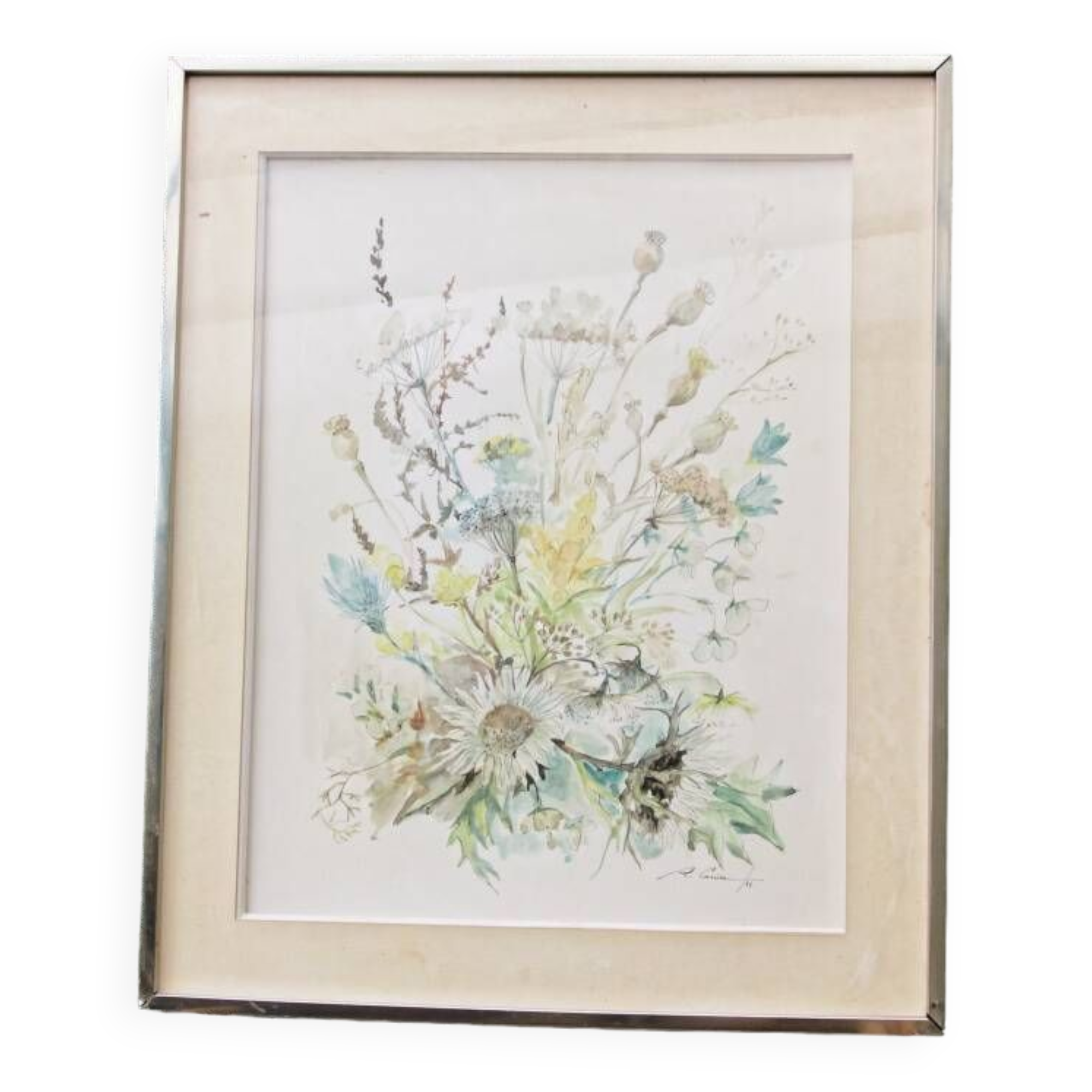 Watercolor, bouquet of flowers, Raymonde Carrier