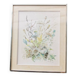 Aquarelle, bouquet de fleurs, Raymonde Carrier