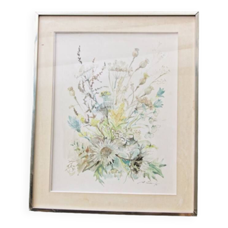 Watercolor, bouquet of flowers, Raymonde Carrier