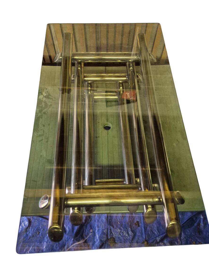 Willy Rizzo table 1970 chrome metal and glass