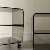 Smoked plexiglass side table by m. dumas for roche bobois, design 1970