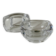 Pair of colourless crystal salt shakers from the Daum Nancy house.