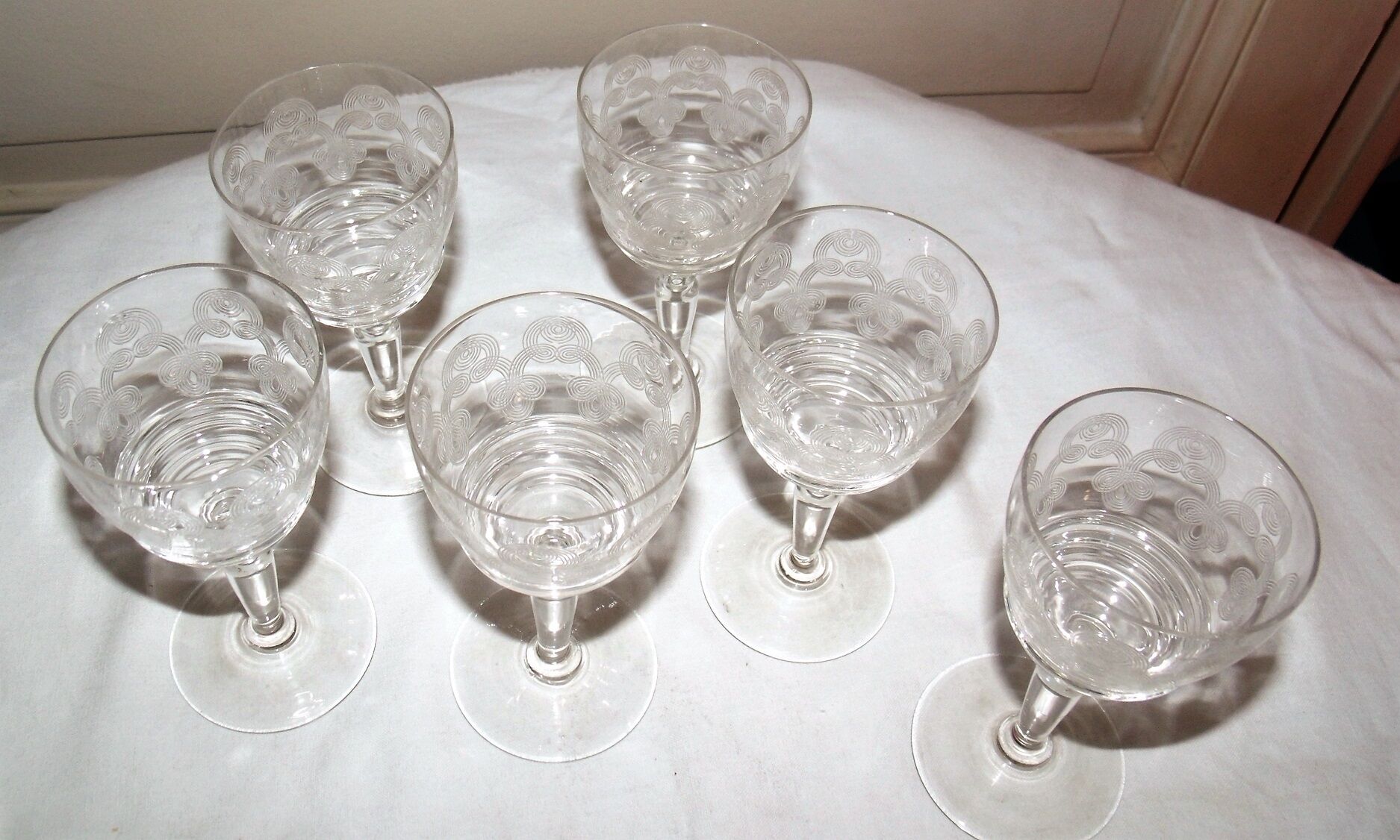Lot of 6 old port glasses engraved