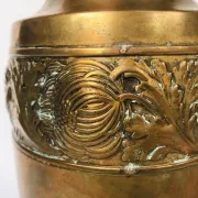 Art Nouveau Wrought and Hammered Brass Vase from WMF, Germany 1920s