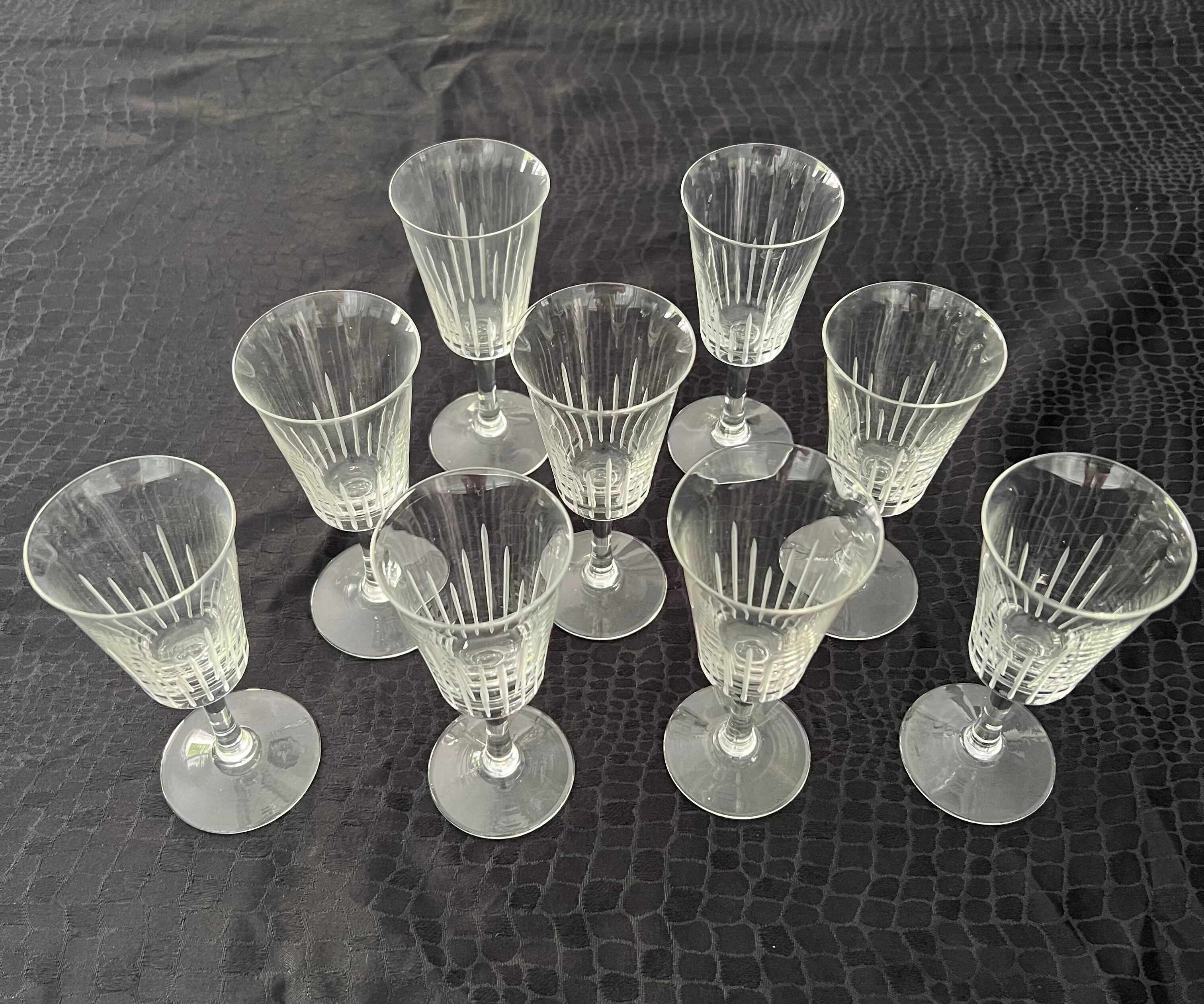 Set of 30 vintage art deco style wine glasses and carafe