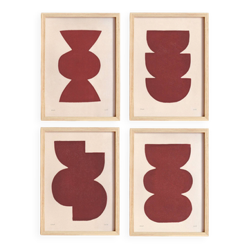 Collection of 4 paintings on paper signed Eawy.