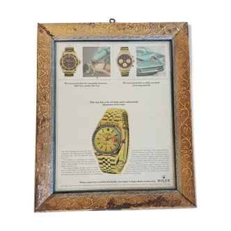 Old Rolex advertisement original paper print under old frame