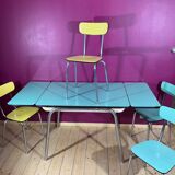 Formica table with extensions and 4 chairs 1950