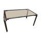 Table patine canon de fusil plateau verre fumé