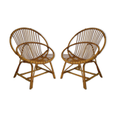 Pair of 60's vintage rattan armchairs