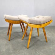 Mid Century Solid Maple Footstools with Curved Frames, 1960s
