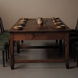 Large antique table in solid pine – France, around 1900