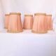5 lampshades with clips for chandelier, 60s, pleated taffetas peach and golden trimmings
