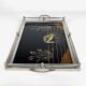 Art Deco tea tray glass and silver metal 30s