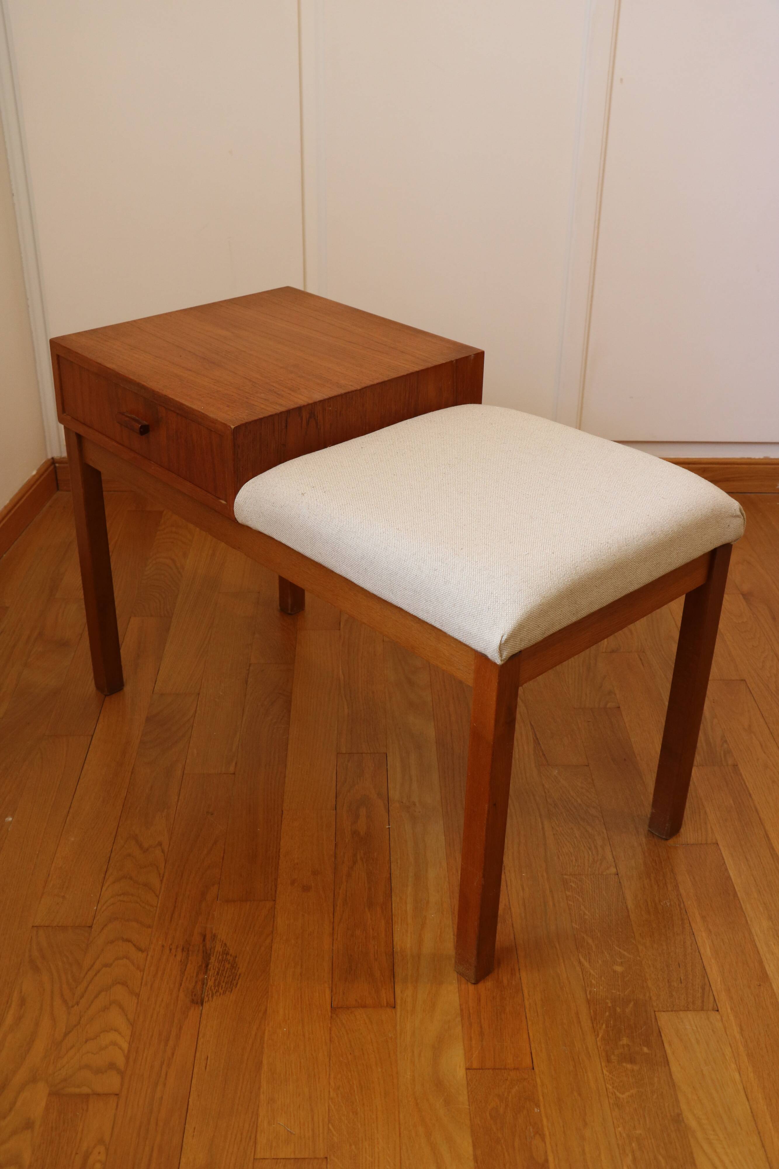 Entrance bench, Scandinavian modular telephone bench, teak, 1960