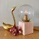 Vintage glass globe table lamp and wooden foot