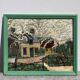 Painting of a farm in a landscape, oil on canvas with frame
