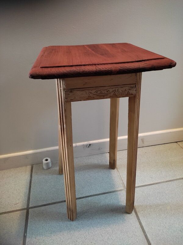 Console holder pot flower wood patinated seat mahogany