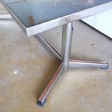 Vintage coffee table faience and chrome