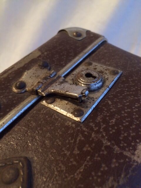 Small suitcase vintage wood and cardboard