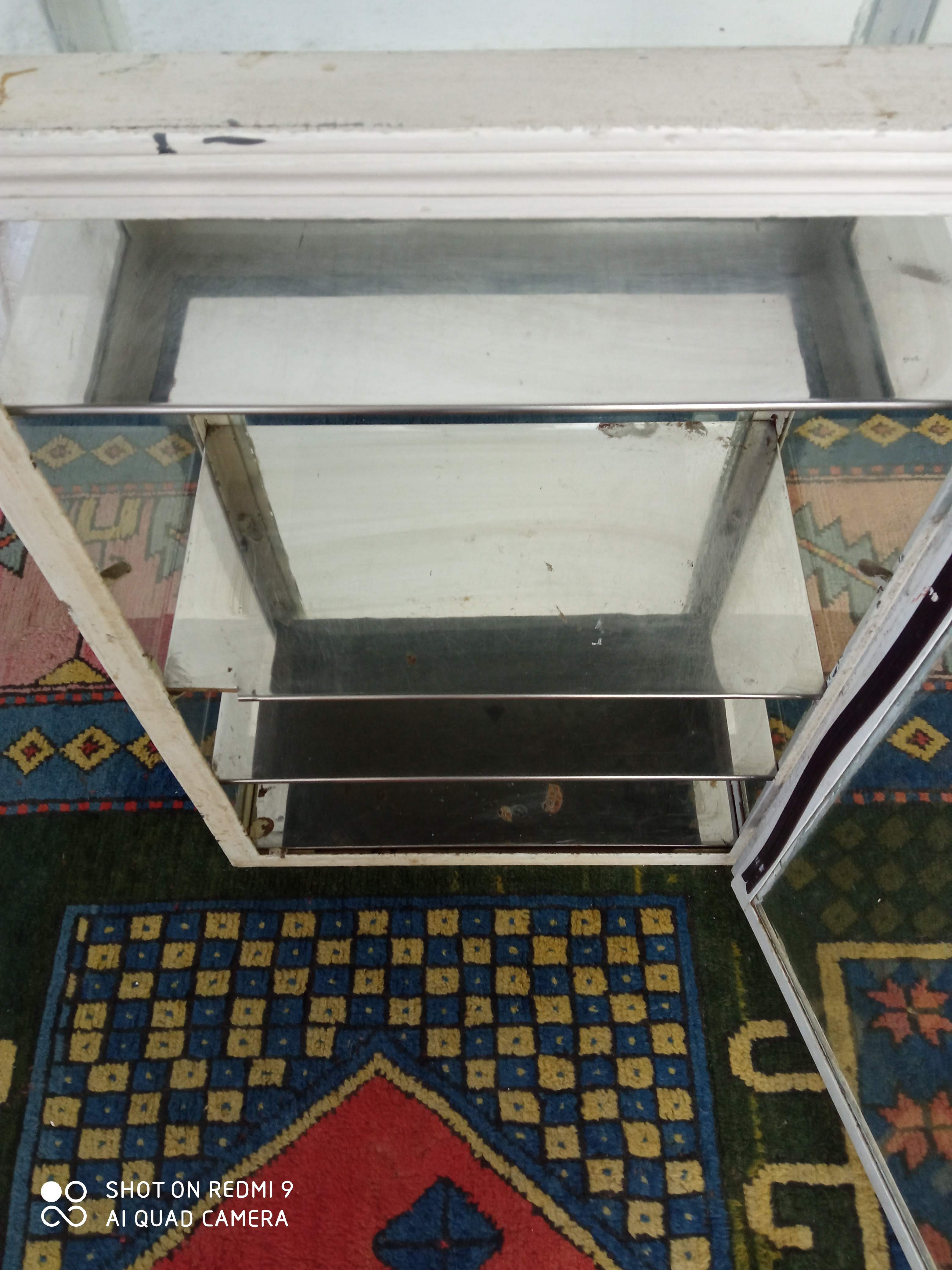 Ancient medical showcase in metal