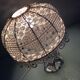 Bedside lamp glass foot and lampshade hook ecru / vintage 60s-70s