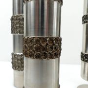 3 vases brutalistes BMF en métal – Allemagne, années 1970