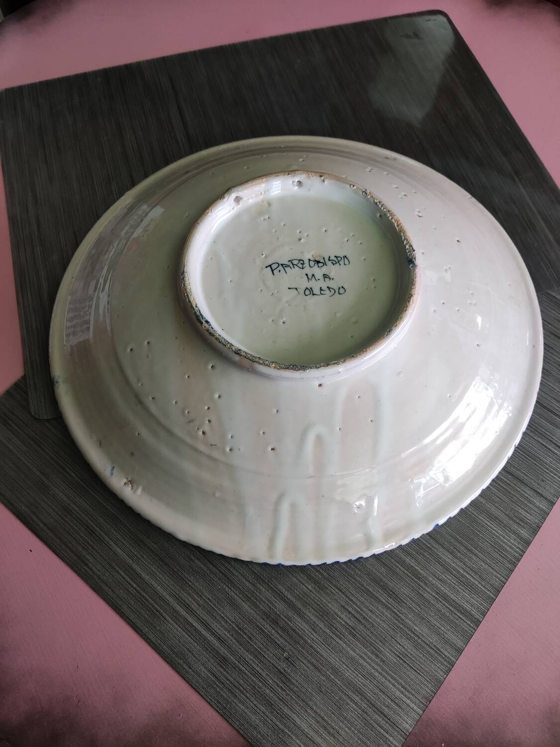 Signed Spanish ceramic dish