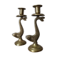 Pair of brass fish candlesticks, country decor