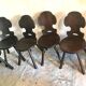 Set of 6 vintage brutalist solid wood chairs