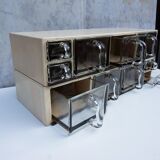 Vintage wood and glass kitchen container cabinets, set of 2