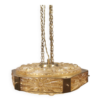 Large hanging lamp in glass, from Danish Vitrika 1980s