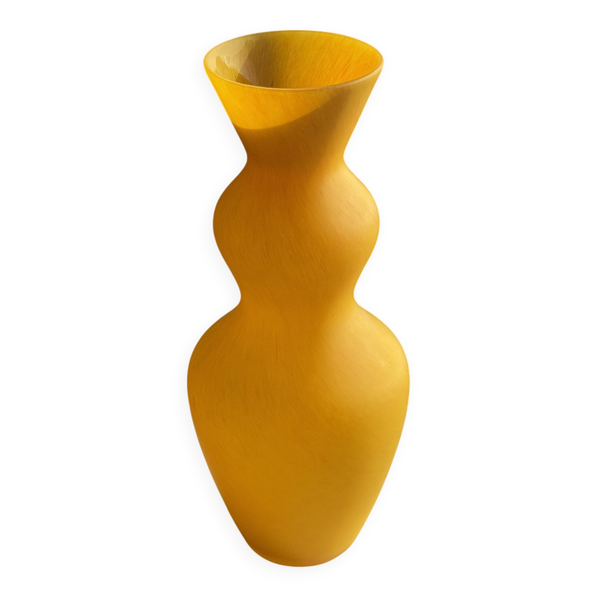 Modern vase in vintage opaline yellow glass H:30cm
