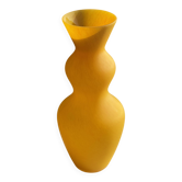 Modern vase in vintage opaline yellow glass H:30cm
