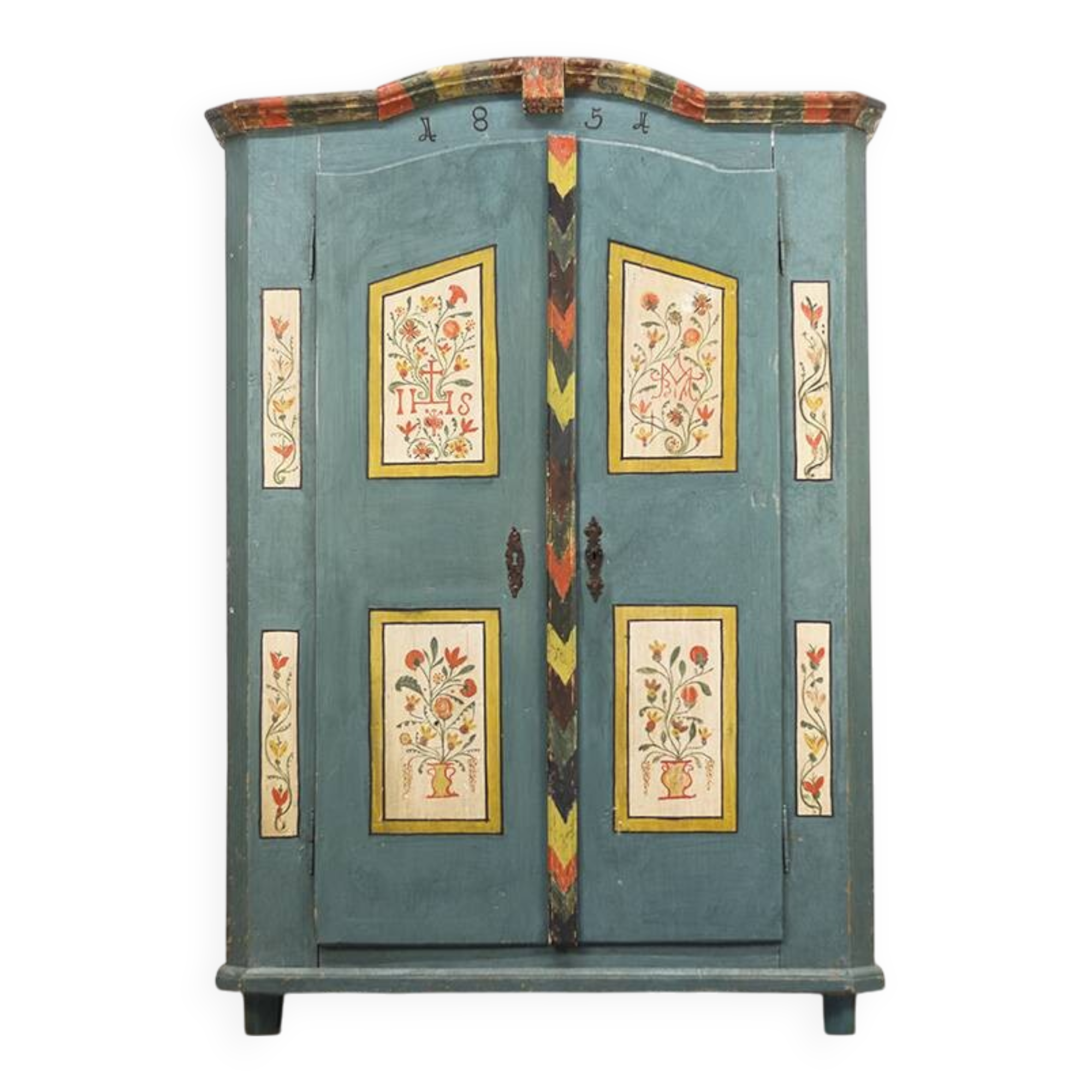 Painted Folk Art Bridal Cabinet 1851
