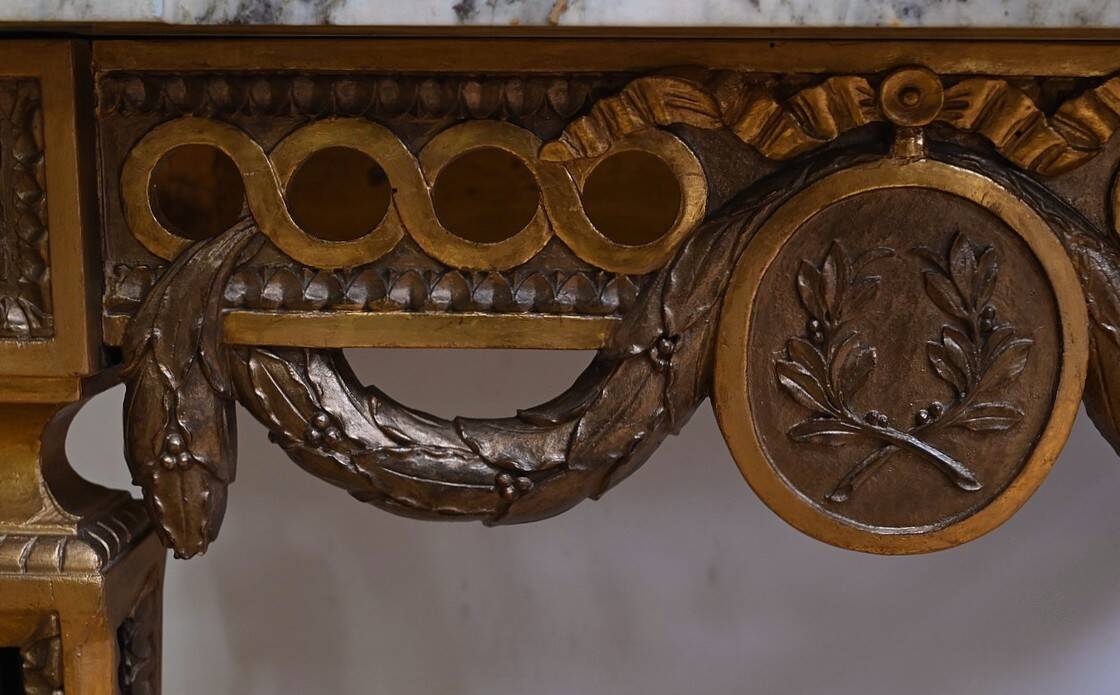 Small Carved Wood Wall Console, Louis XVI style, Napoleon III period – Mid-19th century