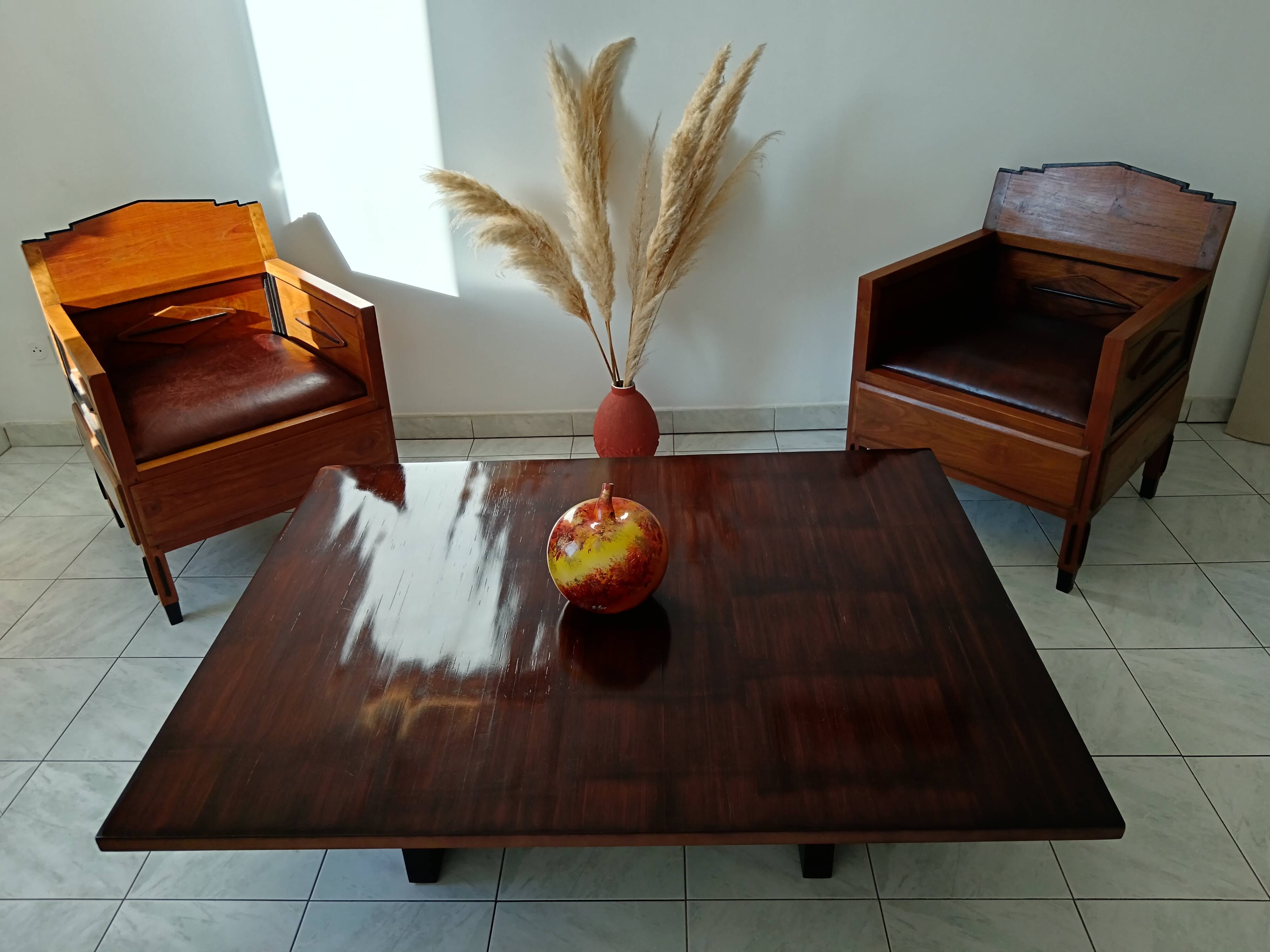 Table Basse Axel Vervoordt Bois E Bambou Laque Belgique 1980