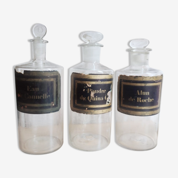 Three large vials of apothecary, pharmacy