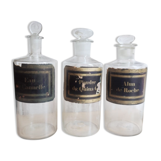 Three large vials of apothecary, pharmacy