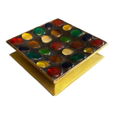 Coupe de section carrée verre et métal à décor de cabochons en verre multicolore