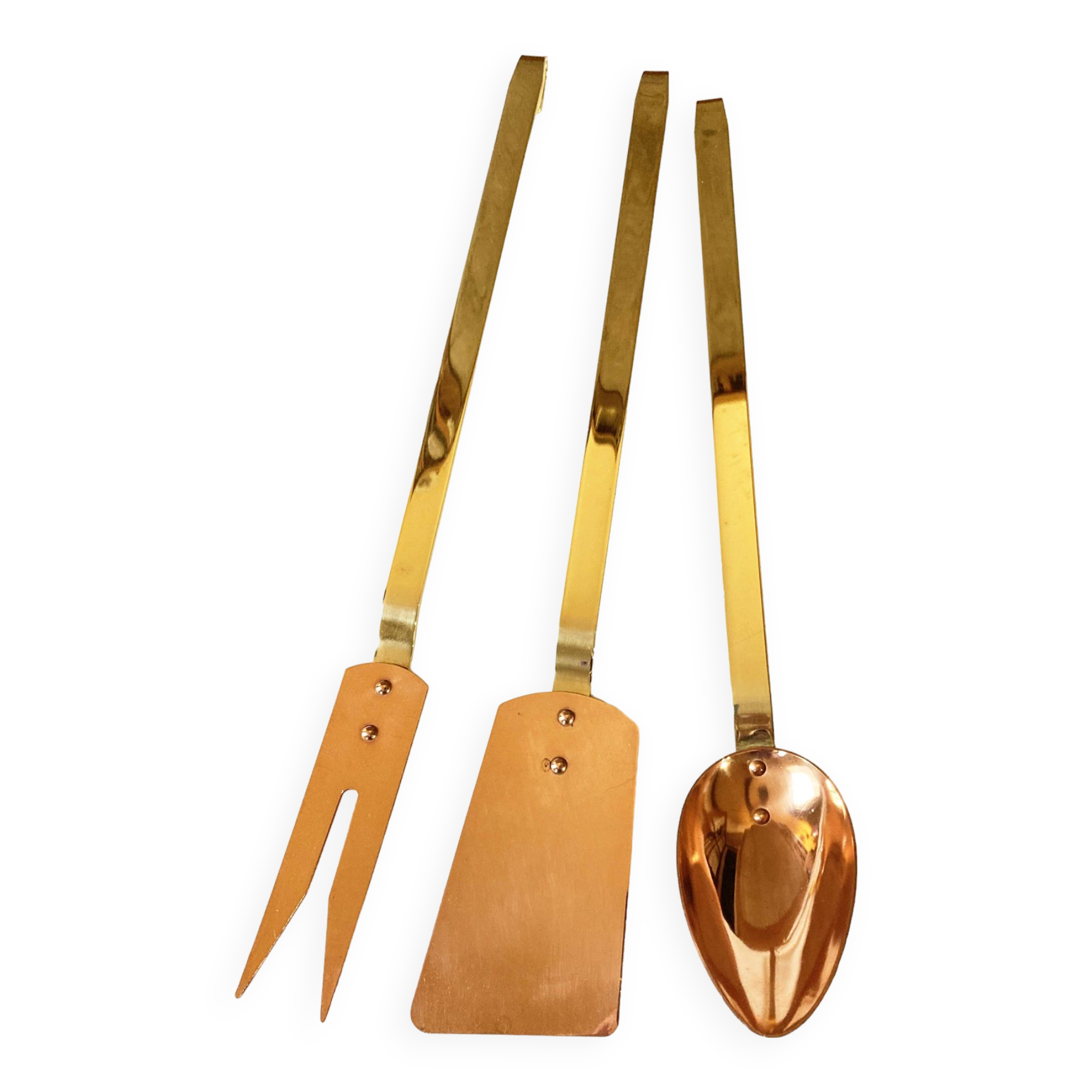 Copper and brass kitchen utensils