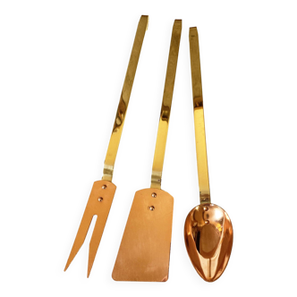 Copper and brass kitchen utensils