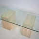 Italian travertine and glass coffe table 1970s Vintage