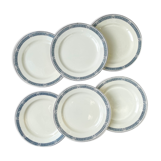 6 flat plates vintage iron earth salins model "castellane"